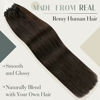 Picture of LAAVOO 22" Remy Micro Beads Hair Extensions Human Hair Solid Color #2 Darkest Brown Hair Extensions Real Human Hair Micro Loop Brown Hair Extensions Human Hair 1g/strand 50g