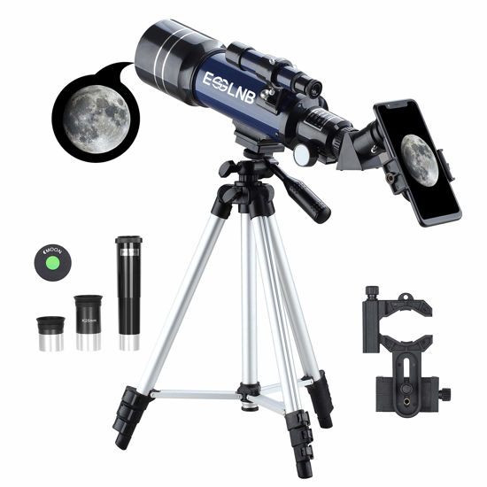 Picture of ESSLNB Telescope for Kids, 70mm Aperture Refractor Telescopes (15X-180X) for Astronomy Beginners, Portable Travel Telescope with Phone Adapter & Adjustable Tripod-Astronomy Gifts for Kids