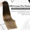 Picture of LaaVoo Hair Extensions Clip in Real Human Hair Ombre Brown to Blonde Mix Brown Balayage Clip in Human Hair Extensions Full Head 14 inch 7pcs/120g