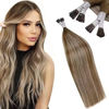 Picture of LAAVOO Balayage Hair Extensions Light Brown Mix Platinum Blonde Ombre Remy Human Hair Itip 20" Real Hair Extensions I tip Hair Extensions Cold Fusion 50s 50g/pack