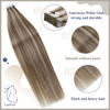 Picture of Remy Tape in Hair Extensions Human Hair Ash Brown Highlights Platinum Blonde 20in Hair Extensions Real Human Hair Tape in Straight Hair 20Pcs 50g