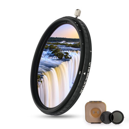 Picture of JJC 2-in-1 52mm Variable ND Filter & CPL Polarizer Filter, 5 Hard Stops ND2-ND32 Adjustable Neutral Density Filter, Including Moistureproof Storage Case and Lens Cap