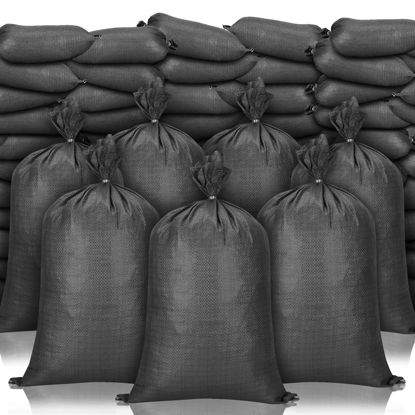 Picture of 200 Pcs Empty Sandbags Heavy Duty Sand Bags with Ties Woven Polypropylene Sand Bags Bulk Sand Bag for Flooding 16 x 26 Inches Sandbag Flood Protection for Emergency Hurricane Season Supplies (Black)