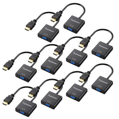 Picture of HDMI to VGA Adapter, 10 Pack Gold-Plated HDMI Converter (Male to Female) Compatible for Computer, Desktop, Laptop, PC, Monitor, Projector, HDTV, Chromebook, Raspberry Pi, Roku, Xbox and More