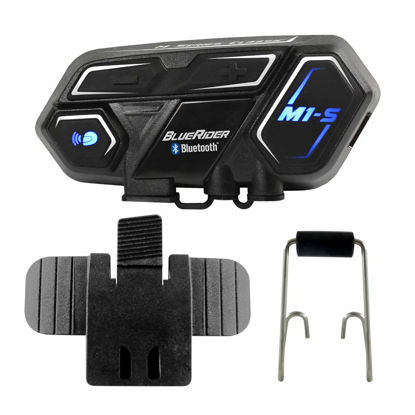 Picture of BlueRider M1-S EVO Motorcycle Bluetooth Headset, Group 2000m Intercom, Motorbike Helmet Communication System, Universal Wireless Interphone (Handsfree, Waterproof, Calls, Music, and GPS Navigation)