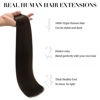 Picture of Hair Extensions Tape in Human Hair, Light Dark Brown 24 Inch 50g 20pcs, DOORES Tape in Hair Extensions Straight Remy Hair Extensions Double Side Tape Skin Weft