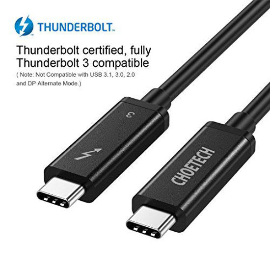 Picture of CHOETECH Thunderbolt 3 Cable (2M/6.5FT)-Active 40Gbps/100W Charging/5A,20V/Support 5K UHD Display Compatible with 2016-2019 MacBook Pro, LG 5K Ultrafine Display (Thunderbolt 3 Device Compatible Only)