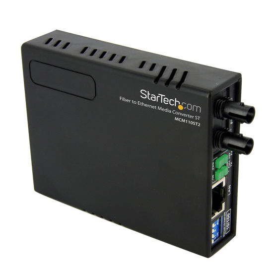 Picture of StarTech.com 10/100 Mbps Ethernet to Fiber Optic Media Converter - ST Multimode - 1310nm - 2km - Full/Half Duplex (MCM110ST2) Black