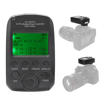 Picture of VC-818TX E-TTL Flash Trigger, Wireless 2.4G Transmitter Maximum Support for 1/8000s High Speed Synchronization Supports 8 Channels 30ID, for Canon Camera
