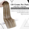 Picture of LAAVOO Balayage Brown Hair Extensions Real Human Hair Clip in Light Brown to Platinum Blonde with Brown Ombre Clip in Human Hair Extensions Straight Thick Ends 14 in 7pcs 120g