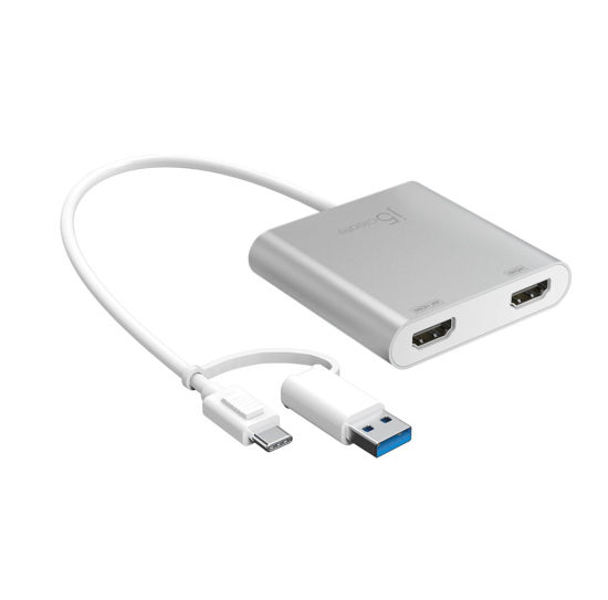 Picture of j5create USB-C to Dual HDMI Multi-Monitor Adapter with USB Type-A convertor | 4K + 2K | Compatible with Windows and Mac (JCA365)