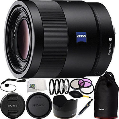 Picture of Sony 55mm F1.8 Sonnar T FE ZA SEL55F18Z Full Frame Prime Lens - International Version - 15PC Bundle Includes + 3PC Filter Kit (UV-CPL-FLD) + 4PC Macro Filter Set (+1,+2,+4,+10) + More