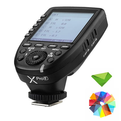 Picture of Godox Xpro-F Wireless Flash Trigger Transmitter for Fuji Fujifilm 1/8000s HSS TTL-Convert-Manual Function Large Screen Slanted Design 5 Dedicated Group Buttons 11 Customizable Functions w/Color Filter