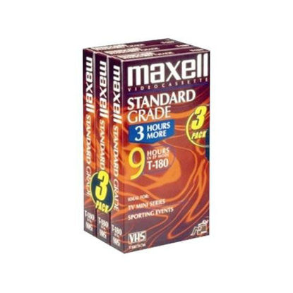 Picture of Maxell 213043 T180-GX Standard Grade VHS Video Tape - 3 Tapes