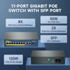 Picture of Davuaz Gigabit PoE Switch with 8 POE+ Port, 2 Gigabit Uplink Port and 1 SFP Port, IEEE802.3af/at Compliant, Up to 120W, Metal Design, Unmanaged Power Over Ethernet Switch, Plug and Play Network Switch