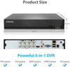 Picture of Evtevision 5MP Lite 8 Channel Security Video Recorder,8CH 5-in-1 Hybrid DVR,Supports Analog/AHD/HD-TVI/CVI/IP Cameras for Home Business Surveillance,Remote Viewing, Motion Detection(No HardDisk)