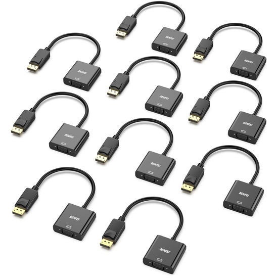 Picture of BENFEI DisplayPort to VGA 10 Pack, Gold-Plated DP to VGA Adapter (Male to Female) Compatible for Lenovo, Dell, HP, ASUS