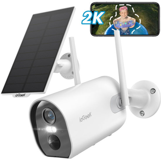 Picture of 2K Solar Camera Security Outdoor with Spotlight & Siren, AI Detection Wireless Cameras for Home Security, 3MP Color Night Vision/2-Way Talk/Compatible with Alexa