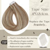 Picture of Full Shine Tape in Human Hair Extensions 22 Inch Pu Tape in Hair Color Golden Brown Highlighted Bleach Blonde Seamless Tape ins Skin Weft Extensions 50g 20 Pcs Double Sided Tape