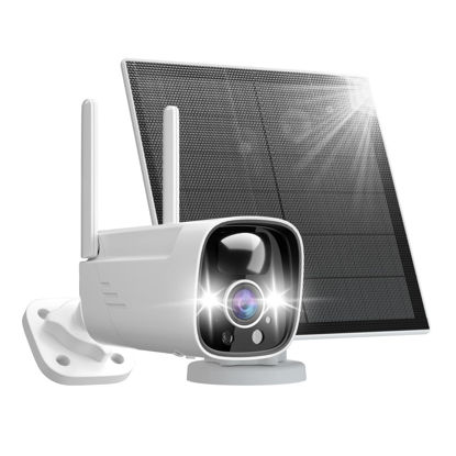 Picture of Security Cameras Wireless Outdoor Solar Powered with AI Detection, 2K Color Night Vision Security Camera with 2 Way Audio, Compatible with Alexa, No Monthly Fee, Spotlight & Siren, IP65 Waterproof