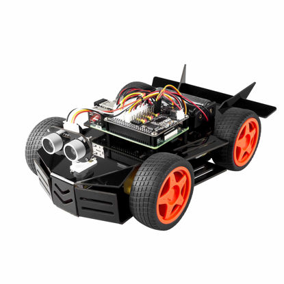 Picture of SunFounder Robot Car Kit for Raspberry Pi, 4WD HAT Module, Ultrasonic Sensor, Velocity Measurement Module etc. Electronic DIY Robot Kit for Teens and Adults, Raspberry Pi/TF Card/Battery not Included