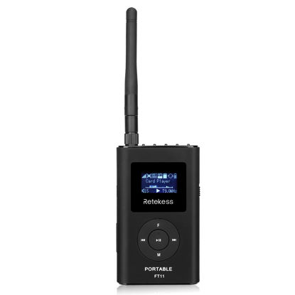 Picture of Retekess FT11 FM Transmitter,Portable FM Broadcast Transmitter for Church with Microphone, Rechargeable FM Radio Stereo Station for Drive-in Movie,Parking Lot,Support TF Card AUX Input