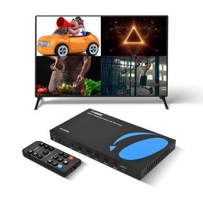 Picture of OREI Quad Multi HDMI Viewer 4 in 1 Out, HDMI Switcher 4 Ports Seamless Switcher and IR Remote Support 1080P for PS4/PC/DVD/Security Camera, HDMI Switch VGA Output - HD-401MV