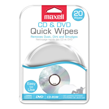 Picture of Maxell CD & DVD Quick Wipes, Remove Dirt, dust, and smudges, Great for DVDs, CDs, Playstation Discs, and Xbox Discs, 20PK (190511)