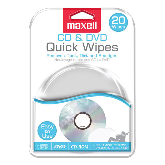 Picture of Maxell CD & DVD Quick Wipes, Remove Dirt, dust, and smudges, Great for DVDs, CDs, Playstation Discs, and Xbox Discs, 20PK (190511)