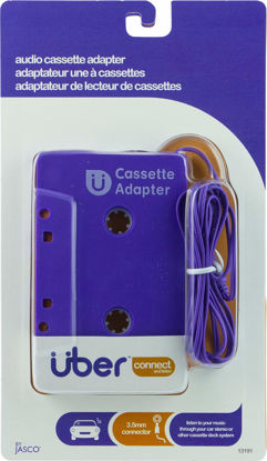 Picture of Uber Car Stereo Cassette to Aux Adapter, 3.5mm Headphone Jack, for Smartphone, Tablet, iPod, CD Player, and Other Mobile Devices, Purple, 13191