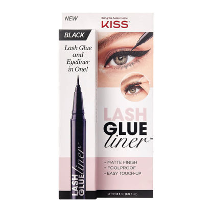 Picture of KISS Black Lash GLUEliner, 2-in-1 Felt-Tip Eyelash Adhesive and Eyeliner, Matte Finish, Foolproof Application, Easy Touch-Up, 0.02 Oz. 0.02 Ounce (Pack of 1)