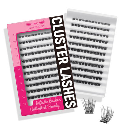 Picture of PRO Lash Clusters, 132 Pcs Individual Cluster Lashes DIY Lash Extension 8-18mm Eyelash Clusters Volume Wispy Lashes Super Thin Band Reusable Soft & Comfortable(Brocky,D-8-18mix)