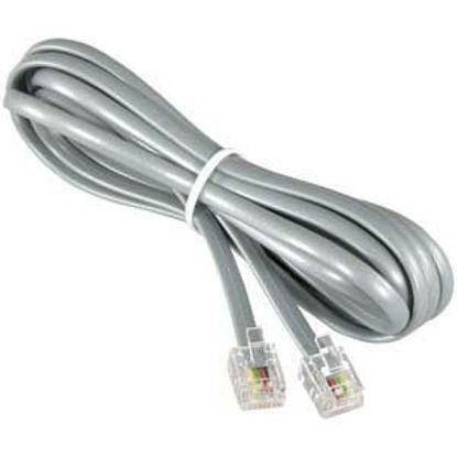 Picture of InstallerParts RJ11 Modular Telephone Cord Extension- Straight Wiring, Silver (7FT)