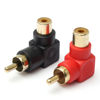 Picture of RCA Male to RCA Female Connectors Right Angle Plug Adapters M/F 90 Degree Elbow Gold-Plated (5 Black + 5 Red) (10-Pack)