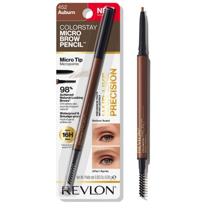 Picture of Revlon ColorStay Micro Eyebrow Pencil with Built In Spoolie Brush, Infused with Argan and Marula Oil, Waterproof, Smudgeproof, 452 Auburn (Pack of 1)