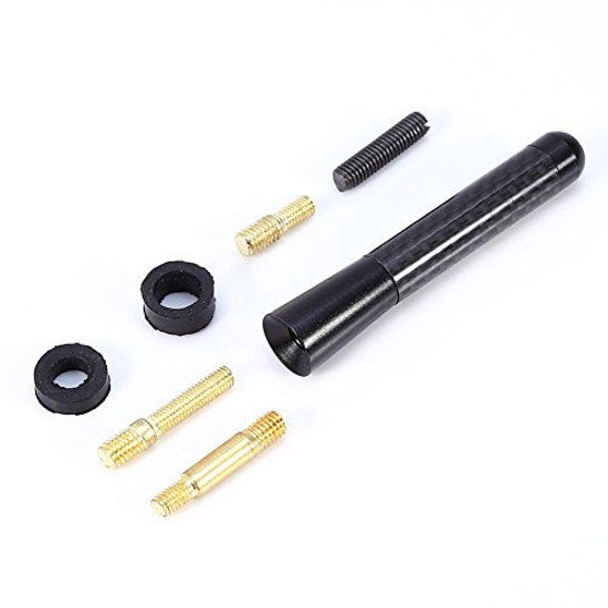 Picture of Keenso 80mm/120mm Black Carbon Fiber Screw Aluminum Car Short Radio Antenna Set Universal Aluminum Receiving Antenna Auto Accessories