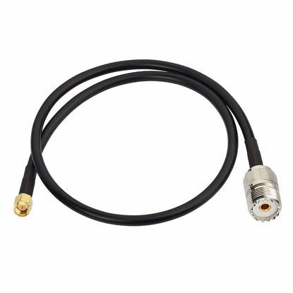 Picture of Bingfu Ham Radio Antenna Adapter SMA Male to UHF SO239 Female RG58 Coaxial Jumper Cable 60cm 2 feet for Two Way Radio Handheld Marine VHF Radio RTL SDR Receiver Portable VNA Vector Network Analyzer