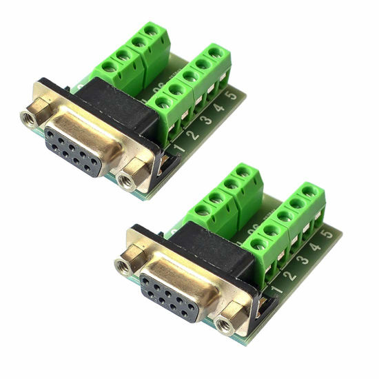 Picture of HiLetgo 2pcs DB9 Female Adapter RS232 to Terminal RS232 Serial to Terminal DB9 Connector Convert Adapter