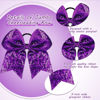 Picture of 2 Packs Jumbo Cheerleading Bow 8 Inch Cheer Bows Large Cheerleading Hair Bows with Ponytail Holder for Teen Girls Softball Cheerleader Outfit Uniform (Sequin Purple)