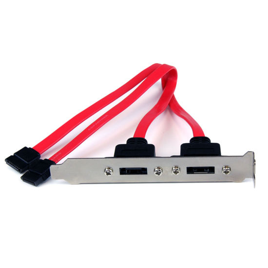 Picture of StarTech.com 2 Port SATA to eSATA Slot Plate BRacket - eSATA slot bRacket - SATA to eSATA plate - SATA to eSATA bRacket (ESATAPLATE2), Red