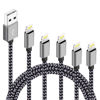 Picture of iPhone Charger,5Packs(3ft 3ft 6ft 6ft 10ft) Charging Cable MFi Certified USB Lightning Cable Nylon Braided Fast Charging Cord Compatible for iPhone13/12/11/X/Max/8/7/6/6S/5/5S/SE/Plus/iPad(BlackGray)