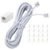 Picture of Ubramac 25Feet Long Telephone Extension Cord Phone Cable Line Wire, with Standard RJ11 Plug and 1 in-Line Couplers and 20 Cable Clip Holders-White