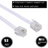 Picture of Ubramac 25Feet Long Telephone Extension Cord Phone Cable Line Wire, with Standard RJ11 Plug and 1 in-Line Couplers and 20 Cable Clip Holders-White