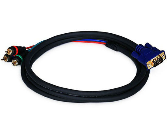 Picture of Monoprice Video Cable - 6 Feet - VGA to 3 RCA Component Adapter for Projectors, Gold plated connectors and pins