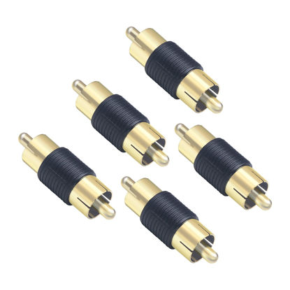 Picture of VCE RCA Male to Male Coupler 5-Pack, Gold Plated Dual Male Connector RCA M-M Adapter