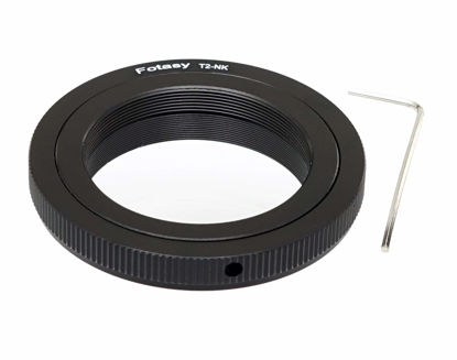 Picture of Fotasy T Mount Lens to F Mount DSLR Adapter, T2 Telepscope Lens to Nikkor Adapter, Compatible with Nikon D5 D4S D4 Df D3 D850 D810 D800 D750 D610 D7500 D7200 D7100 D7000 D5200 D5300 D5500 D5600 D3400