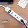 Picture of GE 6-Outlet Power Strip, 2 Ft Extension Cord, Heavy Duty Plug, Grounded, Integrated Circuit Breaker, 3-Prong, Wall Mount, UL Listed, White, 14830