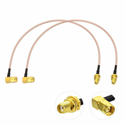 Picture of Bingfu SMA Female Bulkhead Mount to SMA Male Right Angle RG316 Antenna Extension Cable 12 inch 30cm 2-Pack Compatible with 4G LTE Router Cellular RTL SDR Receiver