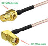 Picture of Bingfu WiFi Antenna Extension Cable (2-Pack) RP-SMA Male Right Angle to RP-SMA Female Bulkhead Mount RG316 Cale 30cm 12 inch for WiFi Router Security IP Camera Monitor Mini PCIE Card