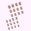 Picture of 24Pcs French Tip Press on Nails Short, Square Shape Fake Nails Glossy Glue on Nails Full Cover False Nails with Rhinestones Designs Blue Square Nail Tips Nude Acrylic Nails for Women Girls Manicure